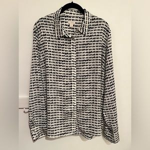 J Crew black and white heart print blouse